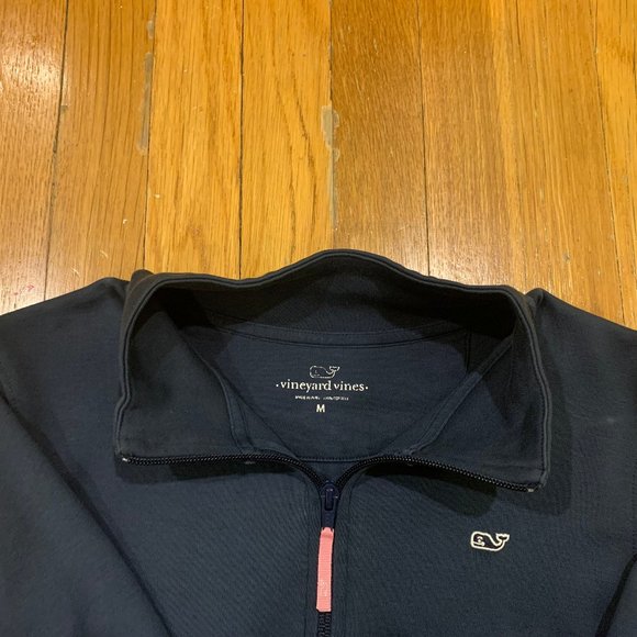 Vineyard Vines Women's Cotton Jersey 1/4 Zip Blue Pullover, Size Medium - Picture 4 of 6